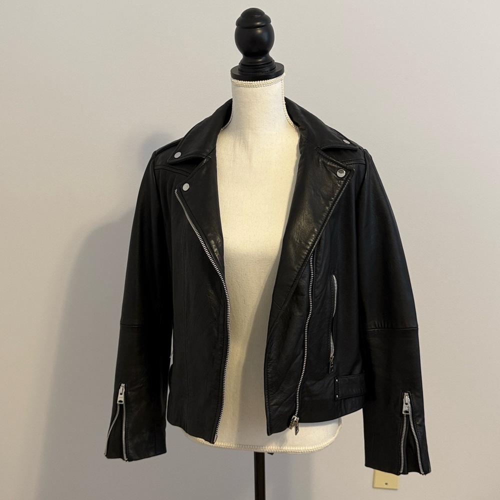Mango Black Leather Jacket SZ M ✨